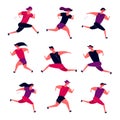 Running people group in motion jogging men women training outdoor