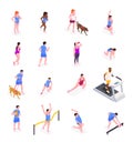 Running People Icons Set Royalty Free Stock Photo