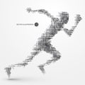 Running people, a lot of squares, technical illustrations. Royalty Free Stock Photo