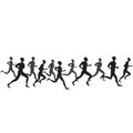 running people set of silhouettes, sport and activity background vector Royalty Free Stock Photo