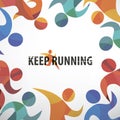 Running people set of stylized icons background