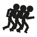 Running people sign illustration. Vector. Black icon on white background. Royalty Free Stock Photo