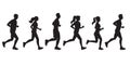 Running people silhouettes. Run concept. Men and Women jogging. Marathon race, sport and fitness design Royalty Free Stock Photo