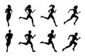 Running people silhouettes Royalty Free Stock Photo