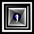 Running person with light at the end of tunnel Royalty Free Stock Photo