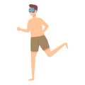 Running in pool icon cartoon vector. Swim camp