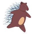Running porcupine icon, cartoon style