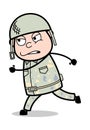 Running Pose - Cute Army Man Cartoon Soldier Vector Illustration