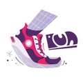 Running poster. Cartoon vector illustration. Flat style Royalty Free Stock Photo