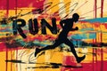 Running poster, Colorful Running marathon poster, sport and activity background