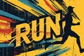 Running poster, Colorful Running marathon poster, sport and activity background