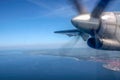 Running propeller and aerial view of Bornholm Royalty Free Stock Photo