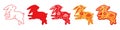 Running rabbit, flat line and silhouette for Chinese New Year Royalty Free Stock Photo
