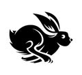 Running rabbit logo illustration, rabbit jump black