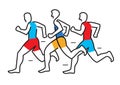 Running race, marathon, line art stylized.