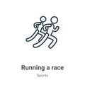 Running a race outline vector icon. Thin line black running a race icon, flat vector simple element illustration from editable Royalty Free Stock Photo