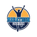 Running race people / marathon, sport and activity logo