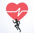 Running and red heat with line icon, run for health icon vector Royalty Free Stock Photo