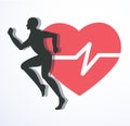 Running and red heat with line icon, run for health icon vector Royalty Free Stock Photo