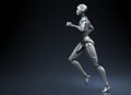 Running robot on dark background