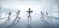 Running robot humanoid showing fast movement and vital energy Royalty Free Stock Photo