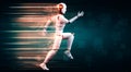 Running robot humanoid showing fast movement and vital energy Royalty Free Stock Photo