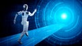 Running robot humanoid showing fast movement and vital energy Royalty Free Stock Photo