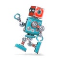 Running robot. Isolated. Contains clipping path Royalty Free Stock Photo