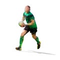 Running rugby player, abstract vector runner