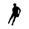 Running rugby player catching ball