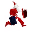 Running Santa with gift bags