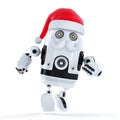 Running Santa robot. Technology concept