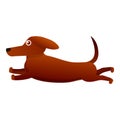 Running scared dachshund icon, cartoon style