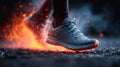 Running shoe with fiery effect Royalty Free Stock Photo