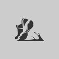 Running shoe symbol on gray backdrop Royalty Free Stock Photo