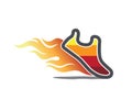 Running Shoe Pair Logo Flame Symbol Energy Vector Royalty Free Stock Photo