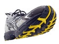 Running Shoe yellow black tread pattern tilted up