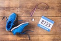 Running shoes on the floor Royalty Free Stock Photo