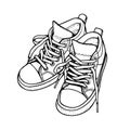 Running shoes, sneakers, trainers hand drawn in sketch doodle style. Outline drawing, vector illustration Royalty Free Stock Photo