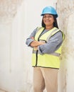 Running this site with confidence. Cropped portrait of an attractive young female construction worker standing with her Royalty Free Stock Photo