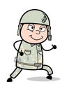 Running and Smiling - Cute Army Man Cartoon Soldier Vector Illustration Royalty Free Stock Photo