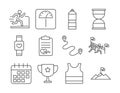 Running sport race smart watch scale loss track flag calendar line icons set design Royalty Free Stock Photo