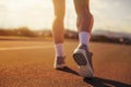 Running sport shoes on runner. Legs and running shoe closeup Royalty Free Stock Photo