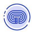 Running, Stadium, Surface, Track Blue Dotted Line Line Icon