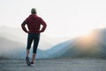 Athlete at the top of the mountain Royalty Free Stock Photo