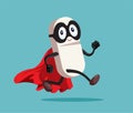 Running Superhero Vitamin Pill Full of Energy Vector Cartoon Illustration