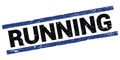 RUNNING text on black-blue rectangle stamp sign