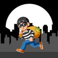 Running thief with eye mask