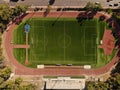 Running track stadium and soccer field Royalty Free Stock Photo