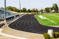 Running Track With Bleachers & Field Royalty Free Stock Photo
